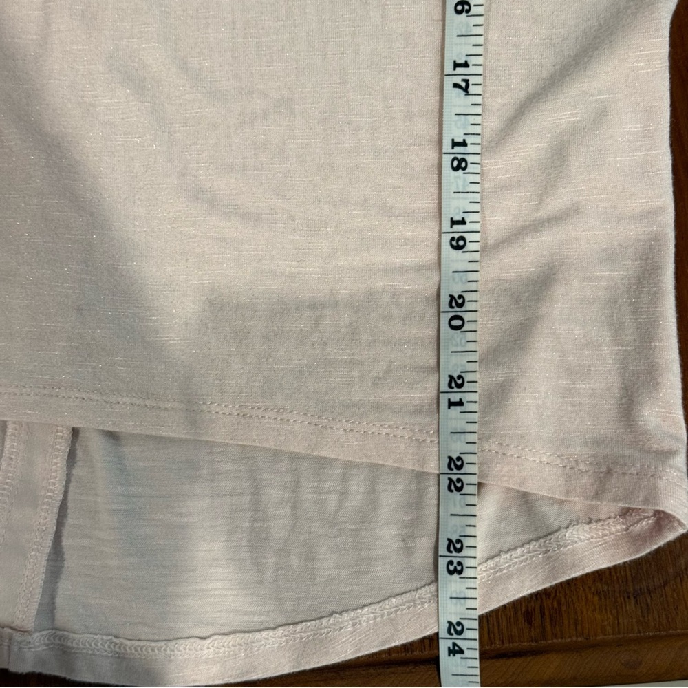 White House Black Market Soft Pink Long Sleeve Top with subtle shimmery lines - Picture 13 of 14